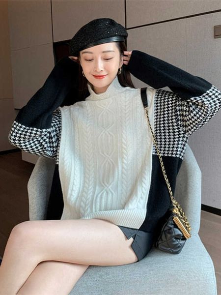sweater woman winter 2022 korean fashion pullover long sleeve new in thick sweaters clash color old age stitching 230222, White;black
sweater woman winter 2022 korean fashion pullover long sleeve new in thick sweaters clash color old age stitching 230222, White;black