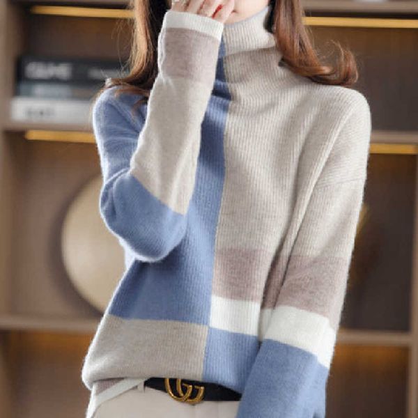 fashion 2022 women oversized sweater autumn winter new high-neck color-blocking loose pullover knit korean jumper 230222, White;black
fashion 2022 women oversized sweater autumn winter new high-neck color-blocking loose pullover knit korean jumper 230222, White;black