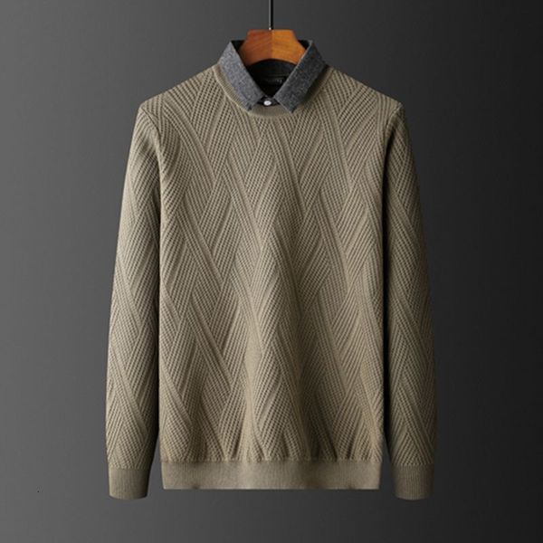 men's sweaters knitted mock twopiece sweater fashion casual cotton slim base shirt keep warm fleece men pullovers 230222, White;black
men's sweaters knitted mock twopiece sweater fashion casual cotton slim base shirt keep warm fleece men pullovers 230222, White;black
