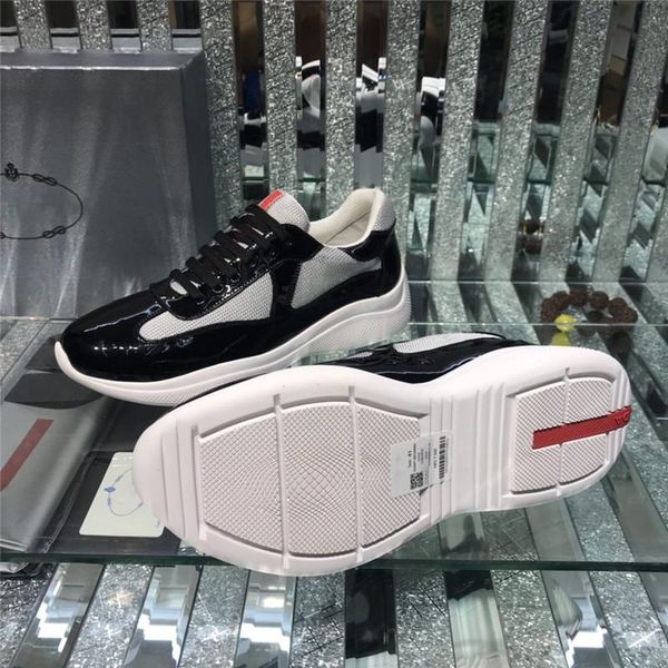 with box prad designer luxury mens americas cup casual shoes black brown gray patent leather sneakers with original box pd
with box prad designer luxury mens americas cup casual shoes black brown gray patent leather sneakers with original box pd