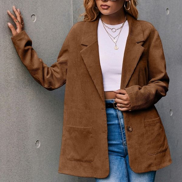 womens jackets ol work wear notched thick quilted minimalist corduroy blazer suit jacket autumn winter formal women blazers coats 230222, Black;brown
womens jackets ol work wear notched thick quilted minimalist corduroy blazer suit jacket autumn winter formal women blazers coats 230222, Black;brown