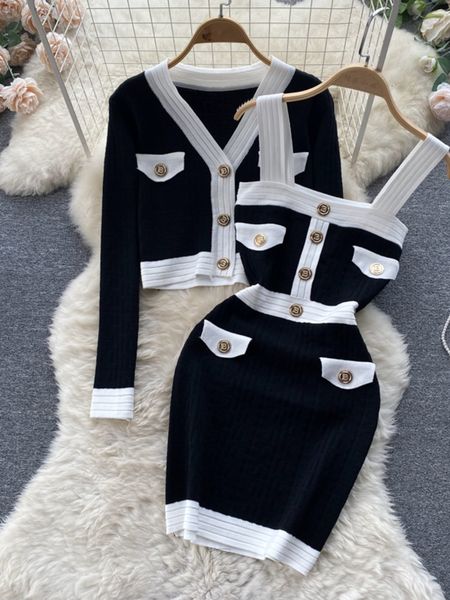 two piece dress autumn womens es knitwear suits small fragrance knitted cardigan coat suspender knit streetwear sets 230222, White
two piece dress autumn womens es knitwear suits small fragrance knitted cardigan coat suspender knit streetwear sets 230222, White
