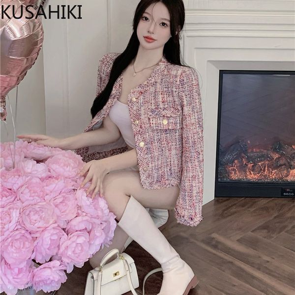 womens jackets kusahiki autumn tweed women jacket korean plaid long sleeve single breasted oneck outwear fashion elegant coat 230222, Black;brown
womens jackets kusahiki autumn tweed women jacket korean plaid long sleeve single breasted oneck outwear fashion elegant coat 230222, Black;brown