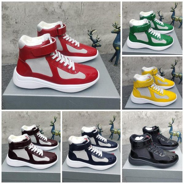 with box prad americas cup sneakers luxury designer men classics casual shoes patent leather and nylon upper rubber sole high-sneaker sq, Black
with box prad americas cup sneakers luxury designer men classics casual shoes patent leather and nylon upper rubber sole high-sneaker sq, Black