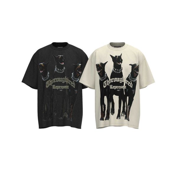 2023 men's and women's fashion t shirt western european brand designer rep dog head letter print short sleeve high street wash old, White
2023 men's and women's fashion t shirt western european brand designer rep dog head letter print short sleeve high street wash old, White