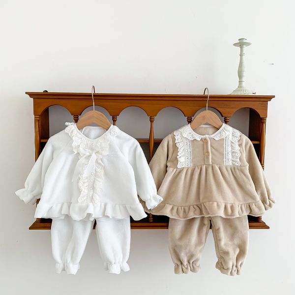 pajamas autumn winter cute lace flannel baby girl pajamas baby princess household clothes two piece thick suit children pajamas 230222, Blue;red
pajamas autumn winter cute lace flannel baby girl pajamas baby princess household clothes two piece thick suit children pajamas 230222, Blue;red