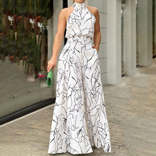 women's jumpsuits rompers wefads women jumpsuit summer halterneck sleeveless art print jumpsuit high streetwear bodycon wide leg romper, Black;white
women's jumpsuits rompers wefads women jumpsuit summer halterneck sleeveless art print jumpsuit high streetwear bodycon wide leg romper, Black;white