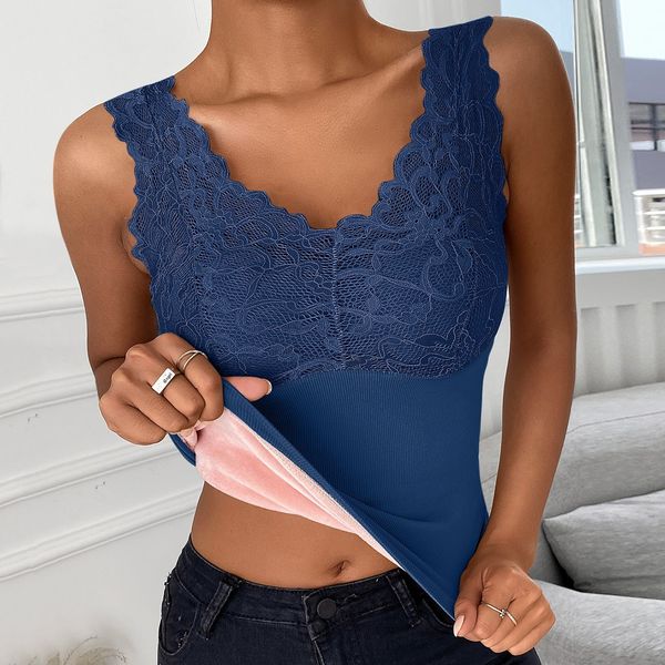 women's tanks camis 25 autumn and winter seamless lace vneck solid color bottoming sling fleece vest women 's thermal underwear wi, White
women's tanks camis 25 autumn and winter seamless lace vneck solid color bottoming sling fleece vest women 's thermal underwear wi, White
