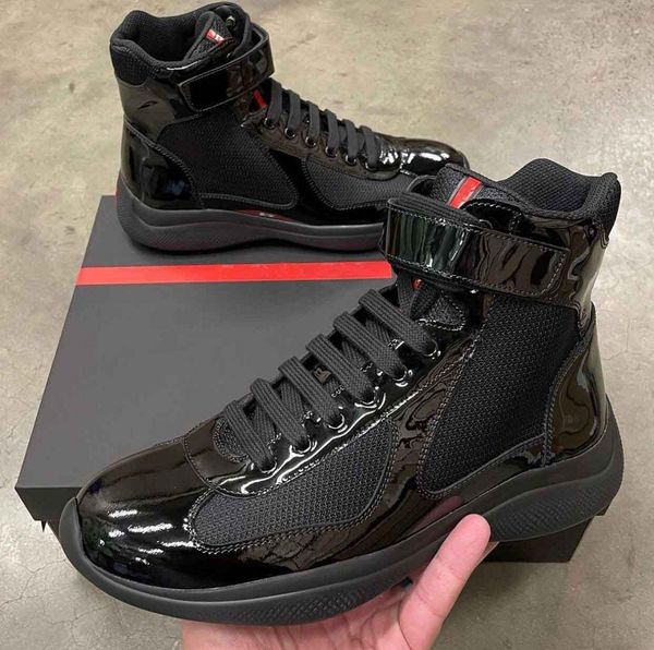 with box prad professional high america cup sneakers shoes men rubber sole fabric patent leather man mesh casual walking wholesale tr bn, Black
with box prad professional high america cup sneakers shoes men rubber sole fabric patent leather man mesh casual walking wholesale tr bn, Black