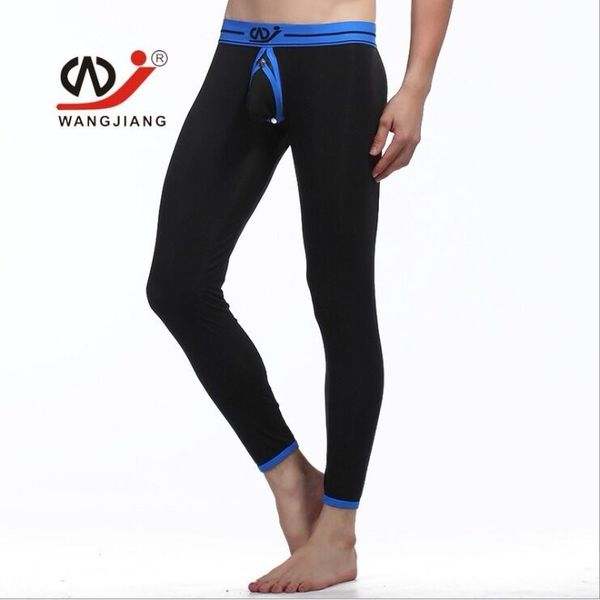 men's sleepwear men thermal underwear comfy cotton long john warm pants open healthy, Black;white