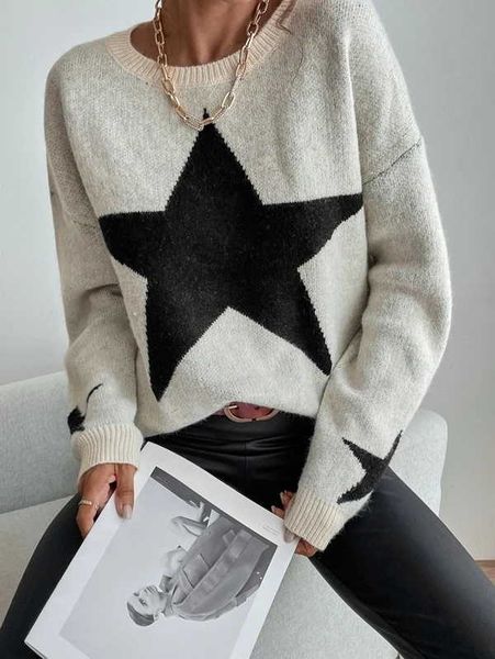 drop shoulder star pattern sweater winter round necklong sleeve women fashion jacquard knit ladie oversized pullover 230222, White;black
drop shoulder star pattern sweater winter round necklong sleeve women fashion jacquard knit ladie oversized pullover 230222, White;black