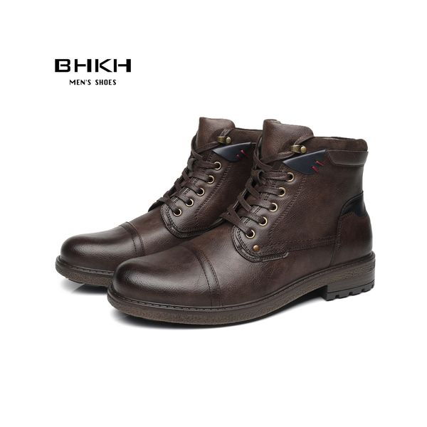 boots bhkh winter men boots lightweight lace-up ankle boots comfy office work casual formal footwear brand man shoes 230221, Black 
boots bhkh winter men boots lightweight lace-up ankle boots comfy office work casual formal footwear brand man shoes 230221, Black