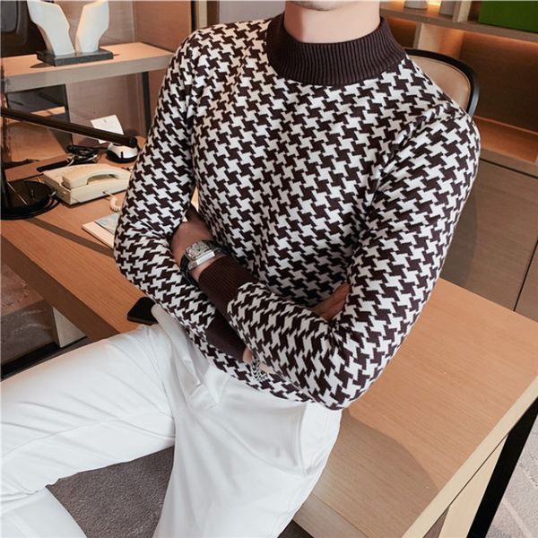 men's sweaters houndstooth men half turtleneck autumn winter warm casual slim fit pullovers homme thickened plaid jacquard 230222, White;black
men's sweaters houndstooth men half turtleneck autumn winter warm casual slim fit pullovers homme thickened plaid jacquard 230222, White;black