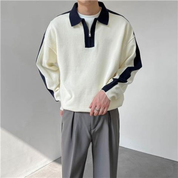 men s sweaters korean style lapel color block pullover fashion simple loose for men all match casual long sleeved 230221, White;black
men s sweaters korean style lapel color block pullover fashion simple loose for men all match casual long sleeved 230221, White;black