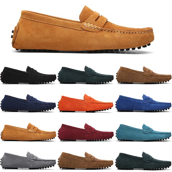 men casual shoes mens slip on lazy suede leather shoe big size 38-47 ivory, Black