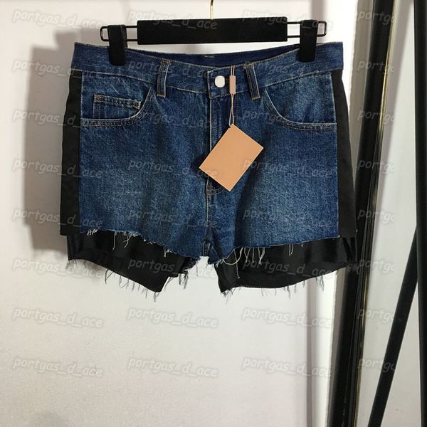 women short pants fake two piece denim shorts high rise lady mini shorts, Black