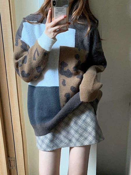 fashion 2022 women oversized sweater autumn winter new color-blocking leopard print pullover loose retro rebecas 230222, White;black
fashion 2022 women oversized sweater autumn winter new color-blocking leopard print pullover loose retro rebecas 230222, White;black