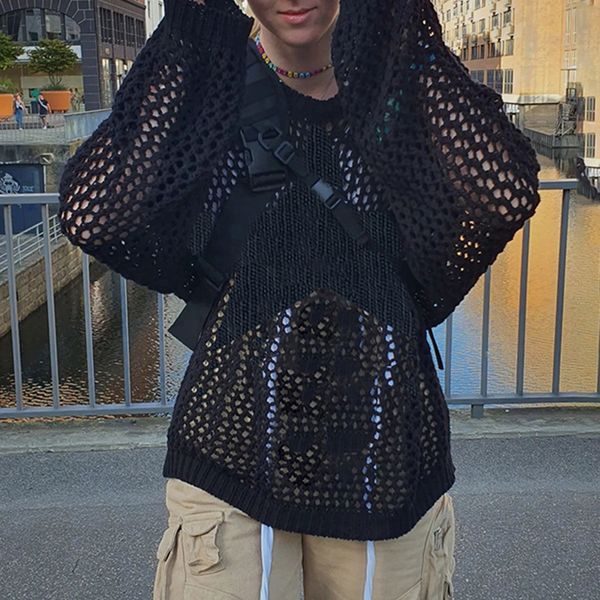 women's tshirt coldyingan gothic hollow out sweater hole see through oversized knitted pullovers emo streetwear grunge clothes y2k spr, White
women's tshirt coldyingan gothic hollow out sweater hole see through oversized knitted pullovers emo streetwear grunge clothes y2k spr, White