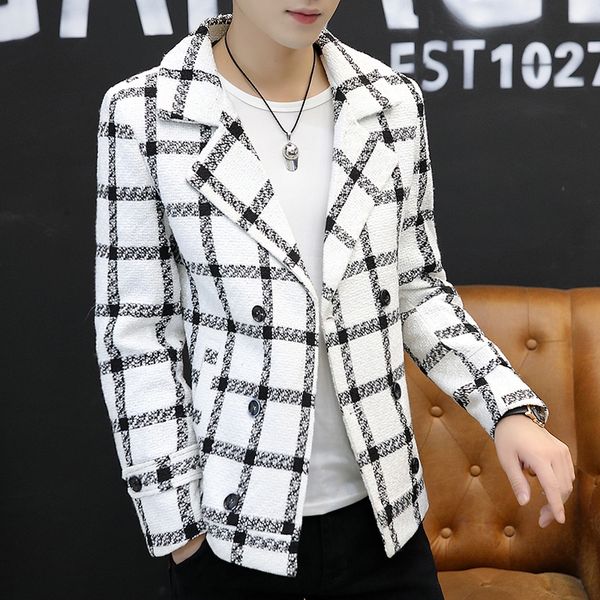 men's suits blazers blazer slim casual plaid patterns large size brands business fashion double breasted men 230222, White;black
men's suits blazers blazer slim casual plaid patterns large size brands business fashion double breasted men 230222, White;black