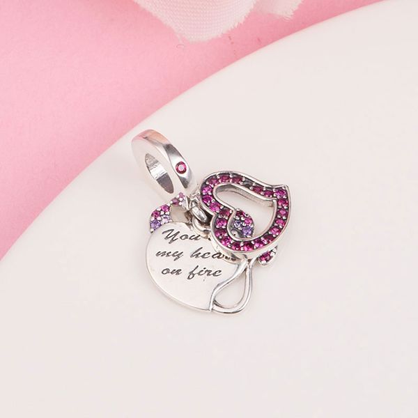 925 sterling silver devil heart double dangle bead fits european jewelry pandora style charm bracelets, Black
925 sterling silver devil heart double dangle bead fits european jewelry pandora style charm bracelets, Black