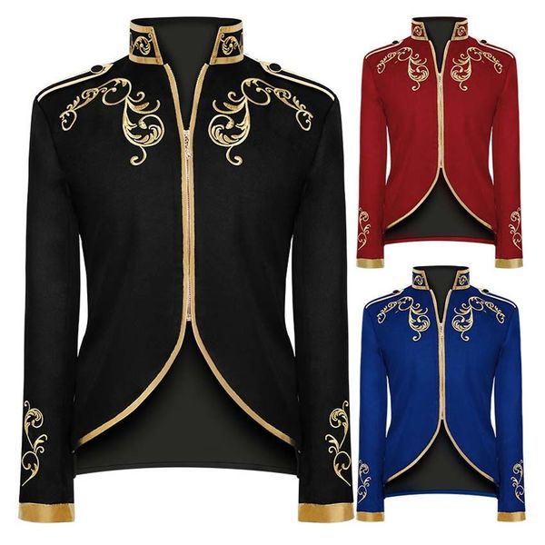 men's jackets medieval vintage solid color embroidery coat zip up stand collar prince king cosplay costume victorian 230222, Black;brown
men's jackets medieval vintage solid color embroidery coat zip up stand collar prince king cosplay costume victorian 230222, Black;brown