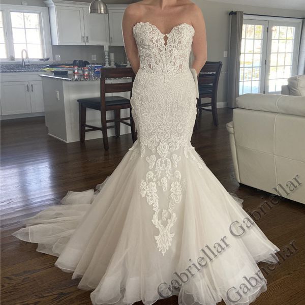 party dresses gabriellar mermaid wedding dress strapless buttons exquisite backless tulle appliques mopping gown vestido de novia 2023 women, White;black
party dresses gabriellar mermaid wedding dress strapless buttons exquisite backless tulle appliques mopping gown vestido de novia 2023 women, White;black
