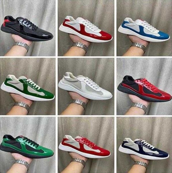 with box prad designer trainers men shoes men america cup platform sneakers patent leather flat black white mesh breathable nylon cas ry
with box prad designer trainers men shoes men america cup platform sneakers patent leather flat black white mesh breathable nylon cas ry