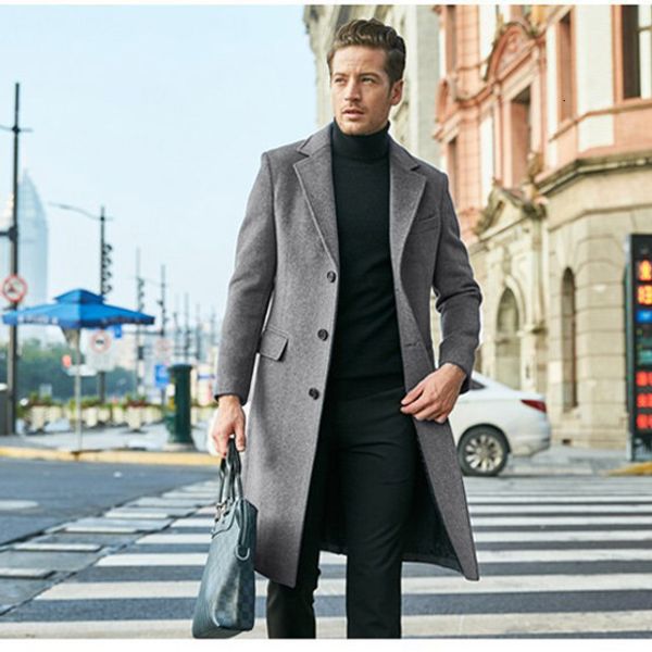 men's wool blends men's british long sleeve woolen coat autumn and winter tweed trend trench men jacket s 230222, Black
men's wool blends men's british long sleeve woolen coat autumn and winter tweed trend trench men jacket s 230222, Black