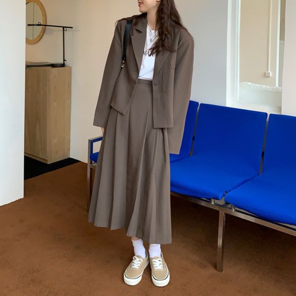 two piece dress korean spring set women long sleeve suit jacket coat and pleated skirt blazer suits ensemble femme 2 outfit 230222, White
two piece dress korean spring set women long sleeve suit jacket coat and pleated skirt blazer suits ensemble femme 2 outfit 230222, White