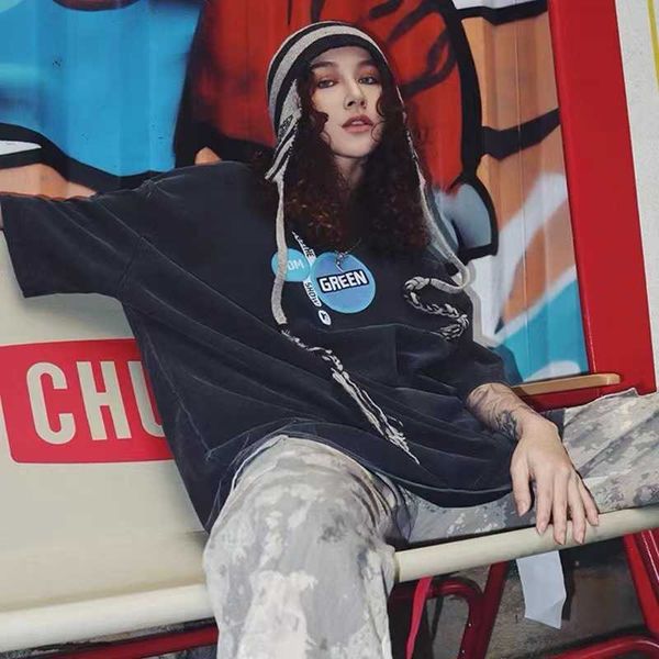 t-shirts galler tee cotton depti washed gilded lettered portrait printed short sleeved men's women's loose casual t-shirt leisure, White;black
t-shirts galler tee cotton depti washed gilded lettered portrait printed short sleeved men's women's loose casual t-shirt leisure, White;black