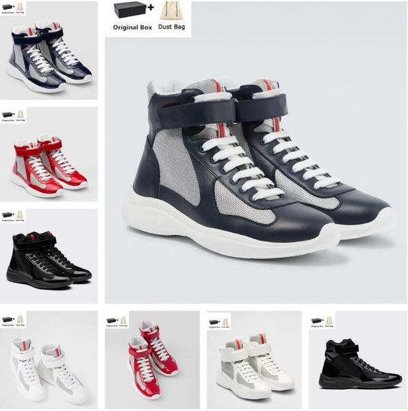 with box prad high-men america cup sports shoes patent calf leather mesh nylon man sneakers light rubber sole famous brand trainers s dj, Black
with box prad high-men america cup sports shoes patent calf leather mesh nylon man sneakers light rubber sole famous brand trainers s dj, Black