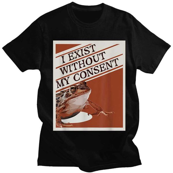 men's t-shirts i exist without my consent frog funny surreal print t-shirt 100% cotton men's women casual loose tshirts oversized, White;black
men's t-shirts i exist without my consent frog funny surreal print t-shirt 100% cotton men's women casual loose tshirts oversized, White;black