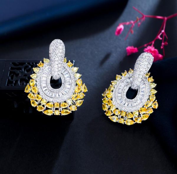 sparkly yellow cubic zircon chunky big dangle drop huggie earrings for women evening party bridal costume jewelry, Silver
sparkly yellow cubic zircon chunky big dangle drop huggie earrings for women evening party bridal costume jewelry, Silver
