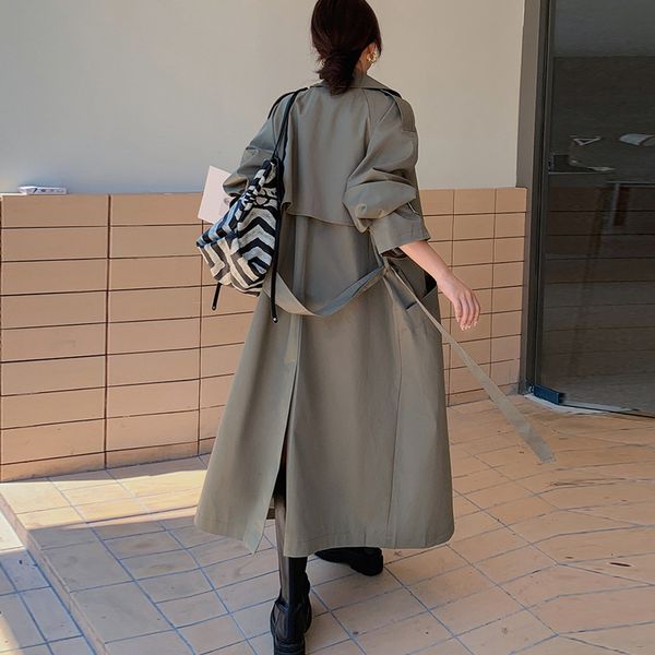 women's trench coats johnature korean long coat 2023 spring solid color turn down collar loose all match bandage women 230222, Tan;black
women's trench coats johnature korean long coat 2023 spring solid color turn down collar loose all match bandage women 230222, Tan;black