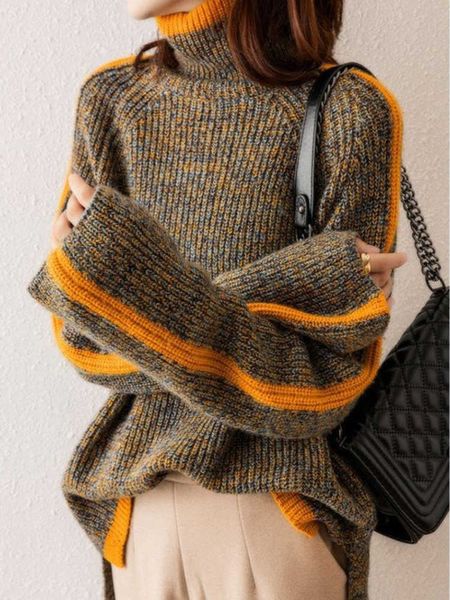women fashion in autumn winter lazy wind knitted loose pullover long sleeve turtleneck ladies oversized padded sweater 230222, White;black
women fashion in autumn winter lazy wind knitted loose pullover long sleeve turtleneck ladies oversized padded sweater 230222, White;black