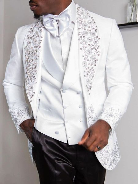 men's suits blazers tailormade 3 pieces blazer vest pants one button sheer lapel beaded appliques diamonds business wedding tailored 23, White;black
men's suits blazers tailormade 3 pieces blazer vest pants one button sheer lapel beaded appliques diamonds business wedding tailored 23, White;black