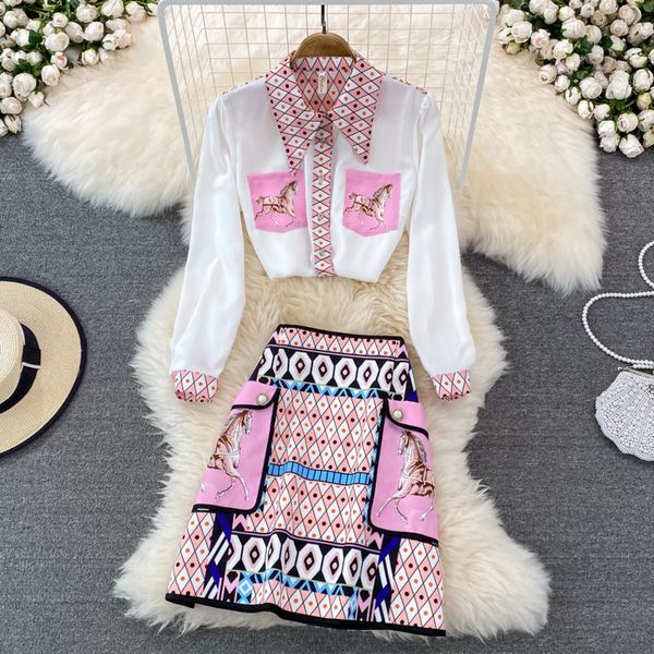 two piece dress prepomp fashion suit female celebrity temperament print loose long sleeve shirt 2piece set high waist skirt ge342 230222, White
two piece dress prepomp fashion suit female celebrity temperament print loose long sleeve shirt 2piece set high waist skirt ge342 230222, White