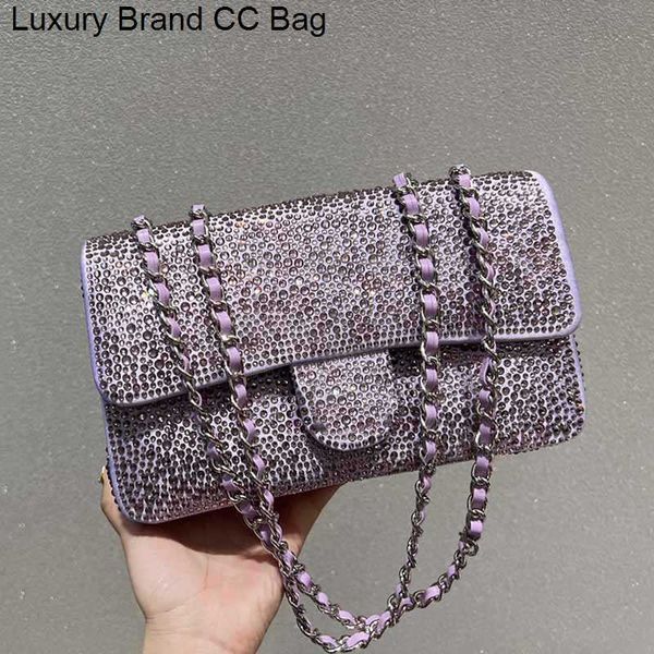 

cc cross body 25cm mini flap designer bags diamond-studded leather classic handbags luxury silver metal chain timeless diamond quilted cross