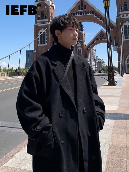 men's wool blends iefb double row buttoned woolen overcoat medium long autumn winter windbreaker loose korean fashion male 9a5729 2302, Black
men's wool blends iefb double row buttoned woolen overcoat medium long autumn winter windbreaker loose korean fashion male 9a5729 2302, Black