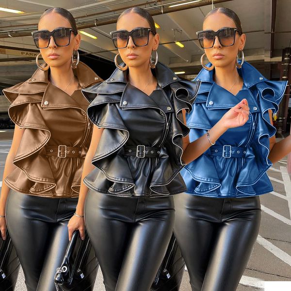 women's jackets solid color lapel punk ruffles coat with belt ladies spring autumn y1357 230222, Black;brown
women's jackets solid color lapel punk ruffles coat with belt ladies spring autumn y1357 230222, Black;brown