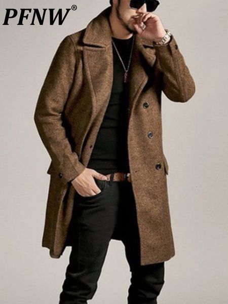 men's wool blends pfnw autumn winter business casual woolen trench solid color overcoat mature men slim long doublebreasted jackets 12a, Black
men's wool blends pfnw autumn winter business casual woolen trench solid color overcoat mature men slim long doublebreasted jackets 12a, Black