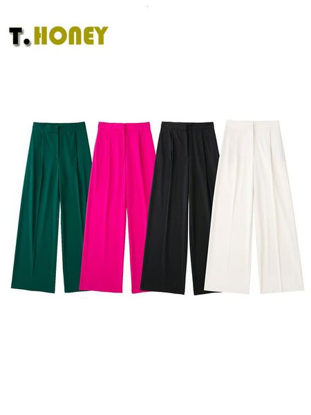 women's pants capris tellhoney women fashion solid high waist wide leg pants suit female casual front zipper with pockets ladies loose, Black;white
women's pants capris tellhoney women fashion solid high waist wide leg pants suit female casual front zipper with pockets ladies loose, Black;white