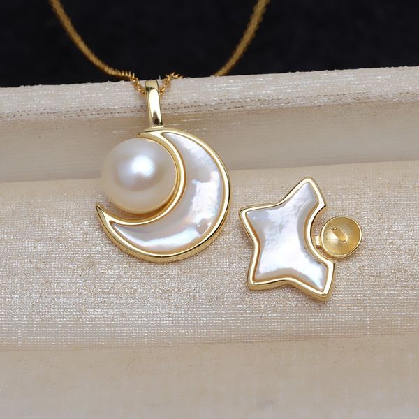 s925 sterling silver five-pointed star moon pendant settings female diy jewelry 7-8mm pearl accessory mounts ps3mdz108, Slivery;crystal
s925 sterling silver five-pointed star moon pendant settings female diy jewelry 7-8mm pearl accessory mounts ps3mdz108, Slivery;crystal