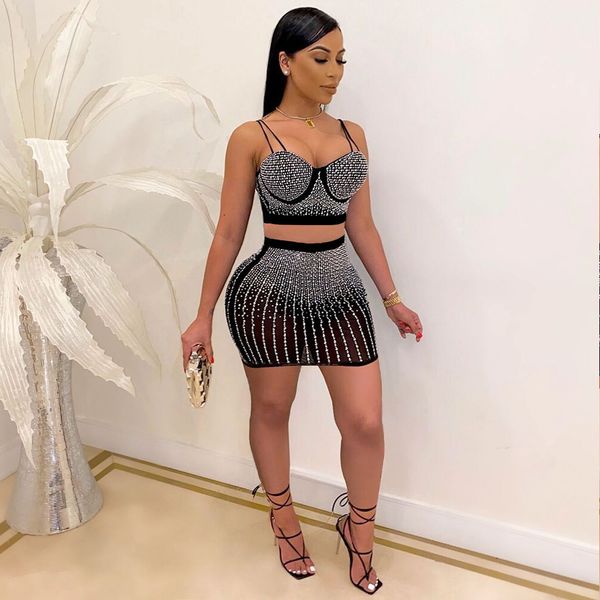 two piece dress spring autumn dress suit go through fabric full diamond vest skirt party women set 230222, White
two piece dress spring autumn dress suit go through fabric full diamond vest skirt party women set 230222, White