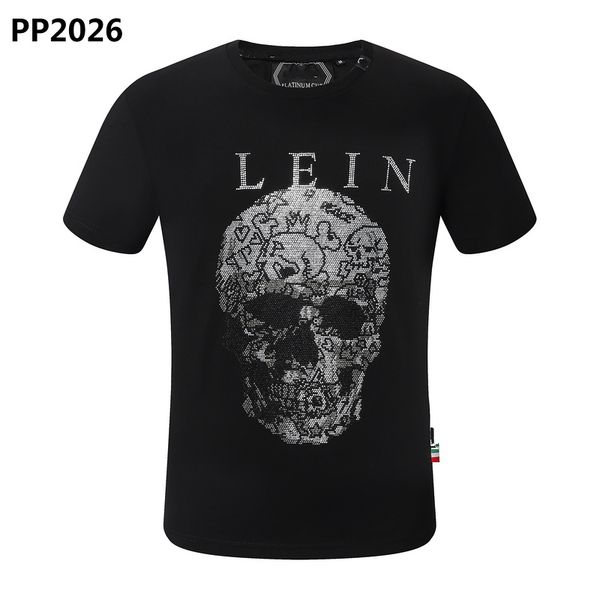 

new style phillip plain men t-shirt designer pp skull diamond t shirt short sleeve dollar brown bear brand o-neck skulls paris t-shirt pp po, White;black