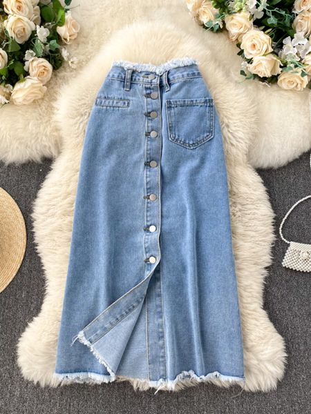 casual dresses foamlina long denim skirt for women korean fashion vintage tassels high waist single breasted a-line jeans skirt with pockets, Black;gray
casual dresses foamlina long denim skirt for women korean fashion vintage tassels high waist single breasted a-line jeans skirt with pockets, Black;gray