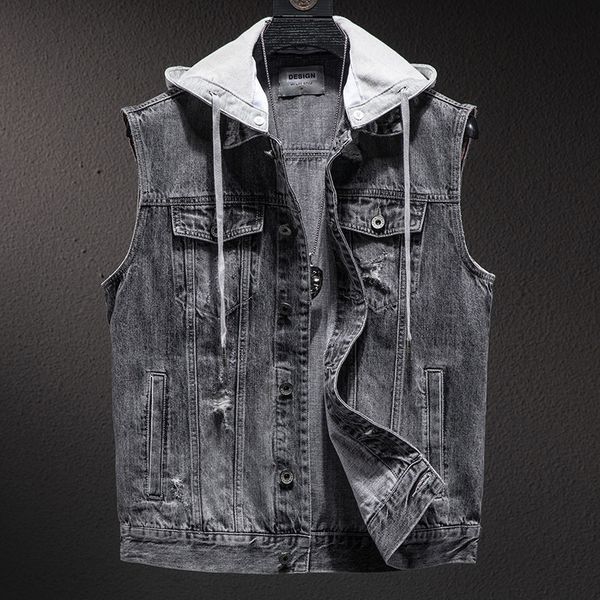 men's vests plus size short denim vest men detachable hooded coat spring summer side pockets sleeveless jeans jacket 4xl 230223, Black;white
men's vests plus size short denim vest men detachable hooded coat spring summer side pockets sleeveless jeans jacket 4xl 230223, Black;white