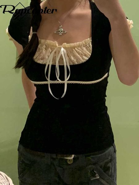 women's t-shirt rapcopter y2k lace trim crop bow cute sweet tee short sleeve harajuku casual t shirt women prepply retro korean summer, White
women's t-shirt rapcopter y2k lace trim crop bow cute sweet tee short sleeve harajuku casual t shirt women prepply retro korean summer, White