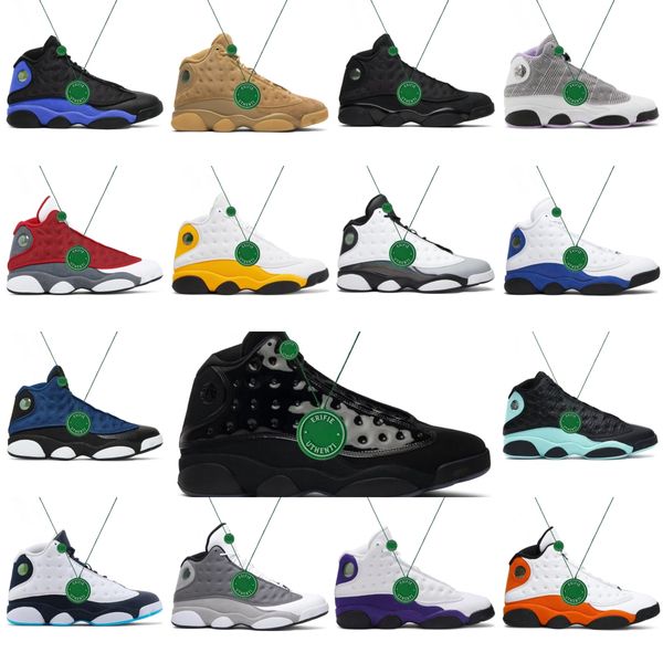 Image of Top Quality Mens 13s Basketball Shoes JUMPMAN Brave Blue Black Cat Hyper Royal Court Purple Gym Red Flint Grey Obsidian Del Sol Chicago Designer Sports Sneakers