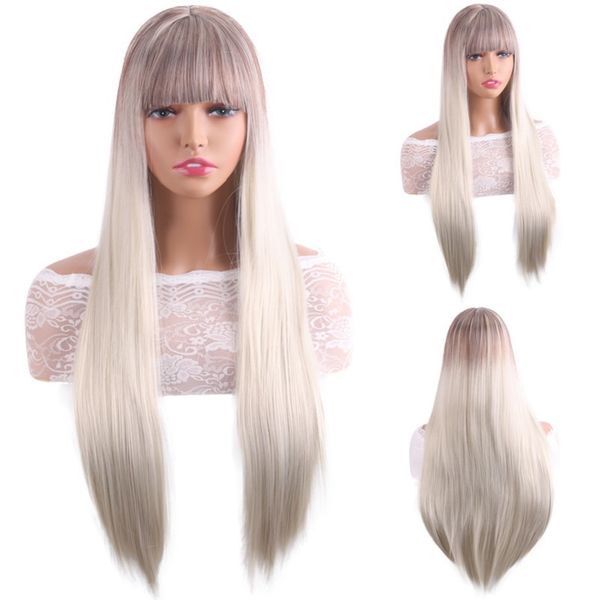 european and american hair qi bangs long straight hair wigs lady hair wigs chemical fiber head cover, Black
european and american hair qi bangs long straight hair wigs lady hair wigs chemical fiber head cover, Black